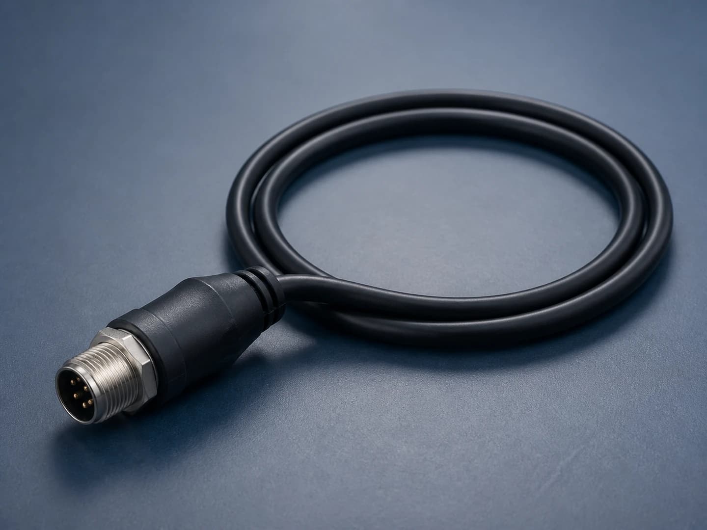 representative M12-format cable assembly with a customer-specified circular connector