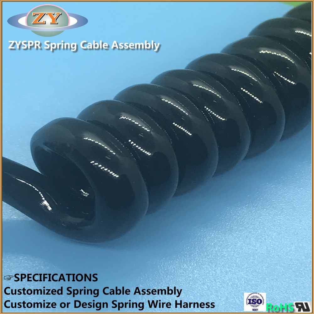 Coiled cable assembly for industrial automation equipment